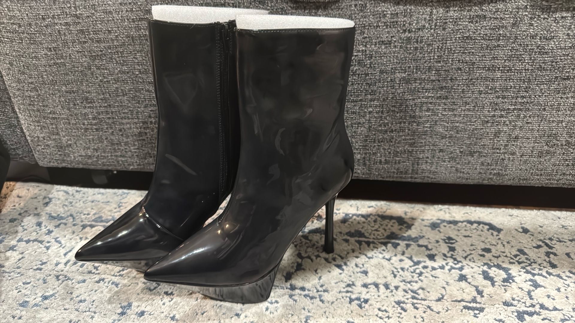Fashion Nova Patent Leather Booties Heels Size 8.5