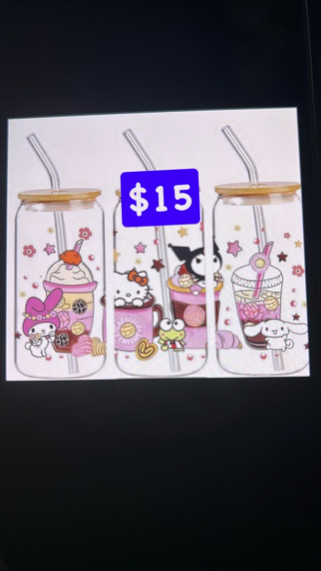 Kuromi Bamboo Glass Cup