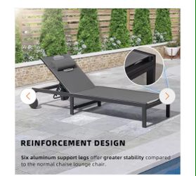 New Outdoor Aluminum Chaise Lounge Chair