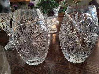 Crystal vases, large, perfect, cut crystal one hundred each