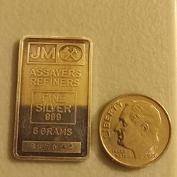 5 Gram JM Silver Bar .999 Fine 5 of 5