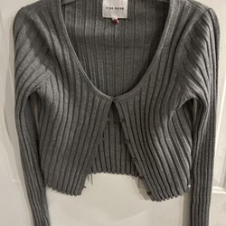 Gray Cropped Cardigan Size Small 