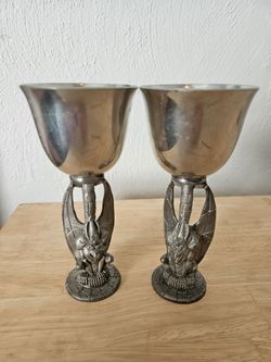Pewter gargoyle chalice set