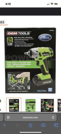Oem Tools 20V MAX* LITHIUM-ION 3/8 DRIVE CORDLESS IMPACT WRENCH