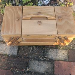 Wooden Accordion Sewing Box Storage 