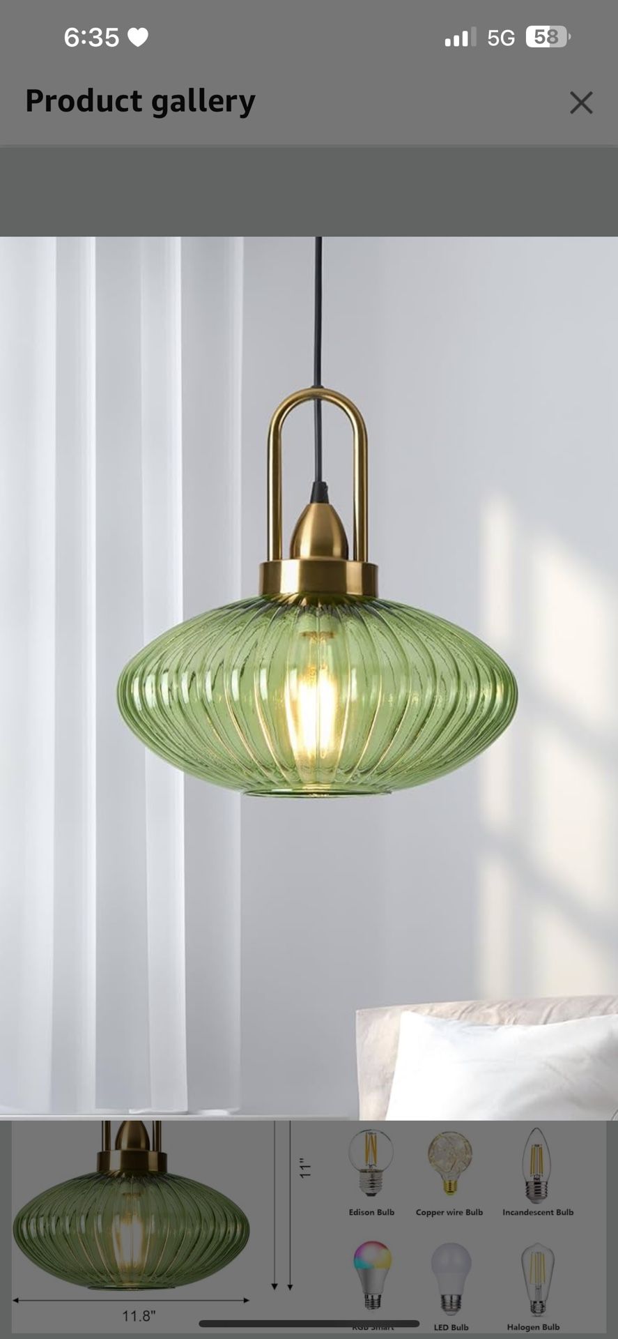 12 Inch Green Pendant Lights Vintage Chandelier Pendant Lighting Modern Mid Century Hanging Lights Adjustable Kitchen Island Light for Dining Room Bed