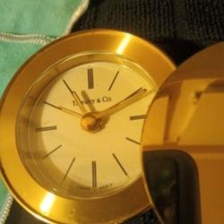 Vintage Tiffany Swivel Brass Quartz Travel Alarm Clock Serial Number 200599 Swiss Made. Fresh Battery Included.