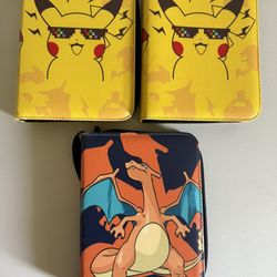 3 Pokemon Card Binders, Pikachu And Charizard