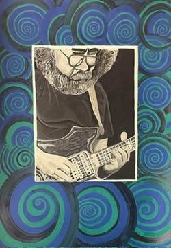 Jerry Garcia Original Acrylic Painting on Arches watercolor paper