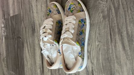 blue kate spade flower sneakers