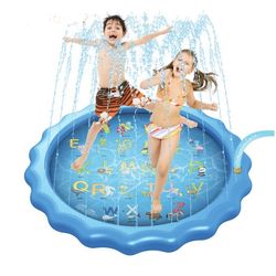 New Sprinkler Splash Pad/Wading Inflatable Pool for Learning – Kids 68” From A to Z