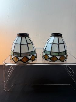 Pair of Tiffany Style Stained Glass Lamp Shades – 5” Vintage Style