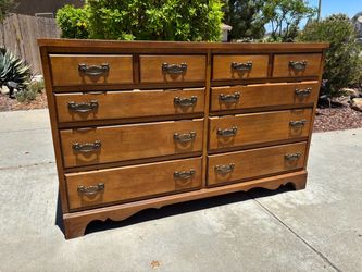 Mid Century Modern Antique 8 Drawer Wood Dresser Chest of Drawers Furniture