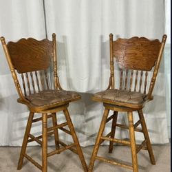 Press Back Swivel Stools With Leather Seats (2)