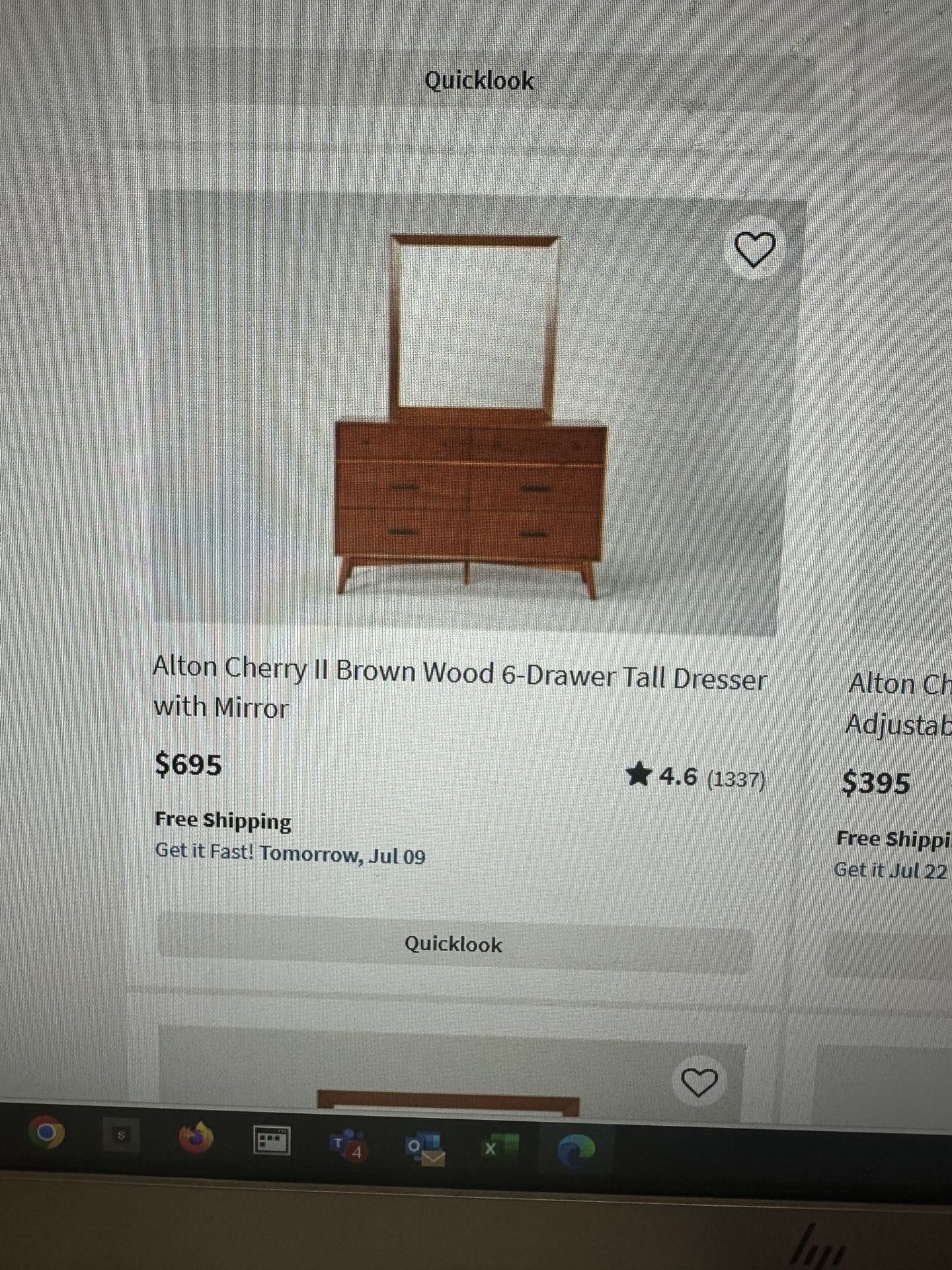 Dresser, Mirror, Queen Bedframe