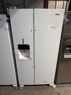 Brand new Whirlpool 25 cu. ft. Side by Side Refrigerator in White