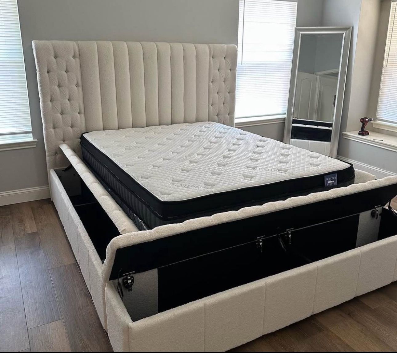 New Bed Frame Queen King Beige