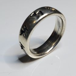 Vintage /Estate Sterling Silver Ring Band, 6.08 Grams, Size 7.25,Cat Design Rare