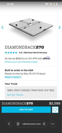 Diamondback 270 cover for dodge ram truck