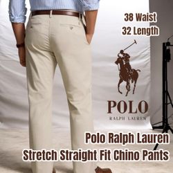 Polo Ralph Lauren  Stretch Straight Fit Chino Pants, 38 waist/32 Length (Classic Stone) 