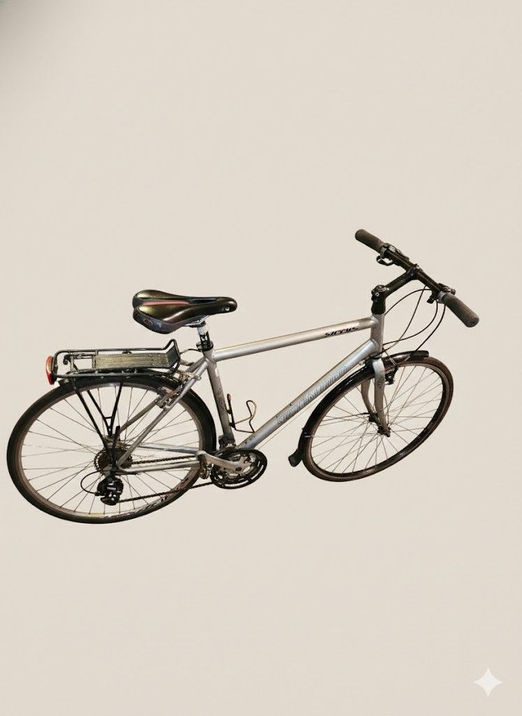 Specialized Sirrus hybrid fitness road bike bicycle 2010? Silver  20 inch good functional shape.

Great high quality specialized bike.