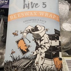 Hive 5 Beeswax Food Wrap - 5 Pack (3 Small, 1 Medium, 1 Large) - Sustainable, Zero Waste, Plastic Free Food Storage - Organic Beeswax Wrap