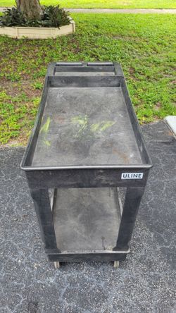 Uline 2-Shelf Plastic Utility Cart Black