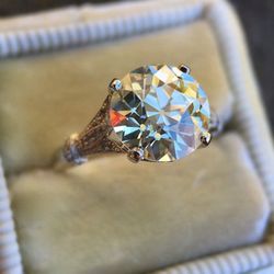 6 Carat Multi Faceted Silver Diamond Ring
