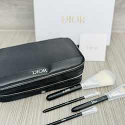 Dior Exclusive Makeup Cosmetic Bag Travel Vanity Case with Backstage Makeup Brush Set