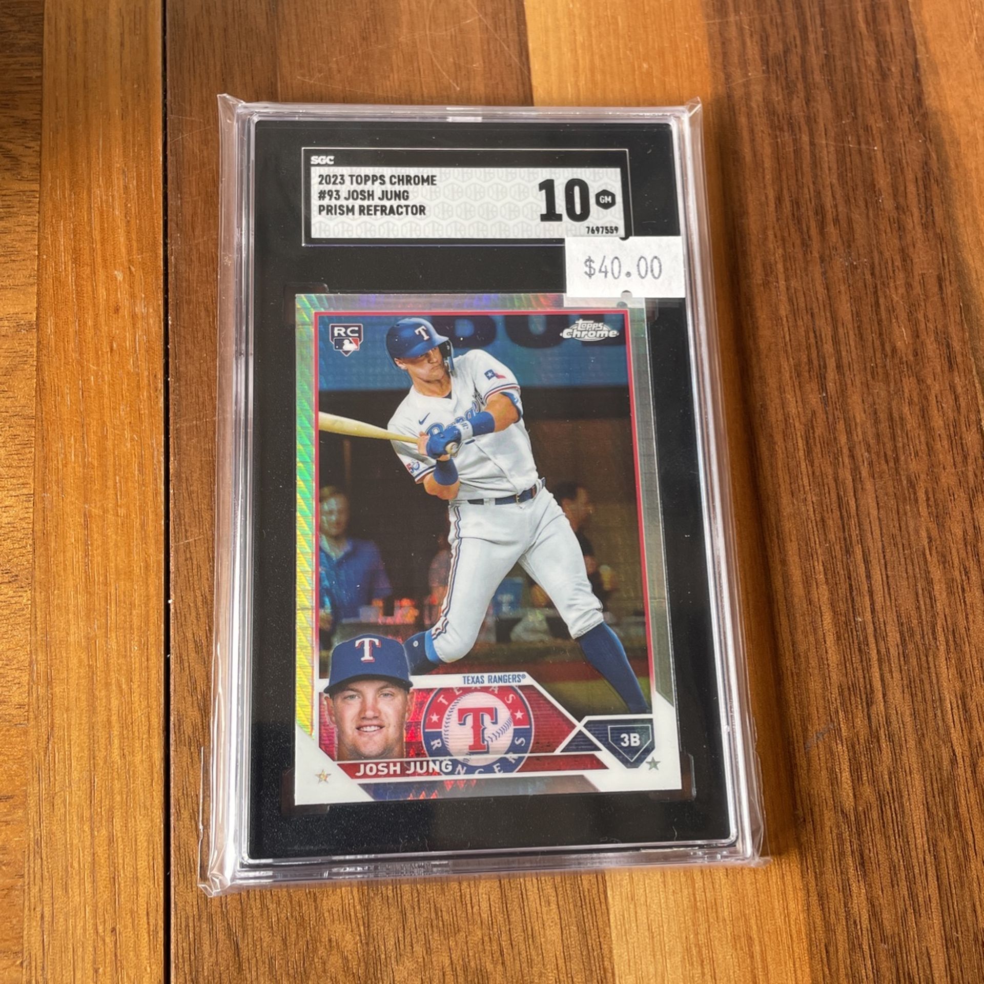 2023 Topps Chrome JOSH JUNG Prism Refractor SGC 10 rookie