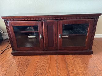 Cherry Wood TV Stand with media console and Glass Doors