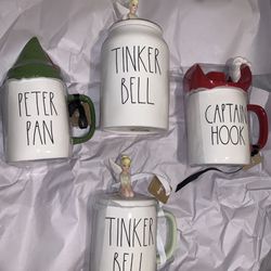 New Rae Dunn Disney’s Peter Pan, Tinkerbell and Captain Hook mugs and canister set.