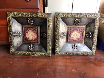 (2) 24x24” metal wall decor