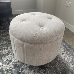 Ottoman Beige Small Storage 