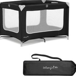 Dream On Me Zodiak Portable Playard in Black, Lightweight, Packable and Easy Setup Baby Playard, Breathable Mesh Sides and Soft Fabric - Comes with a 