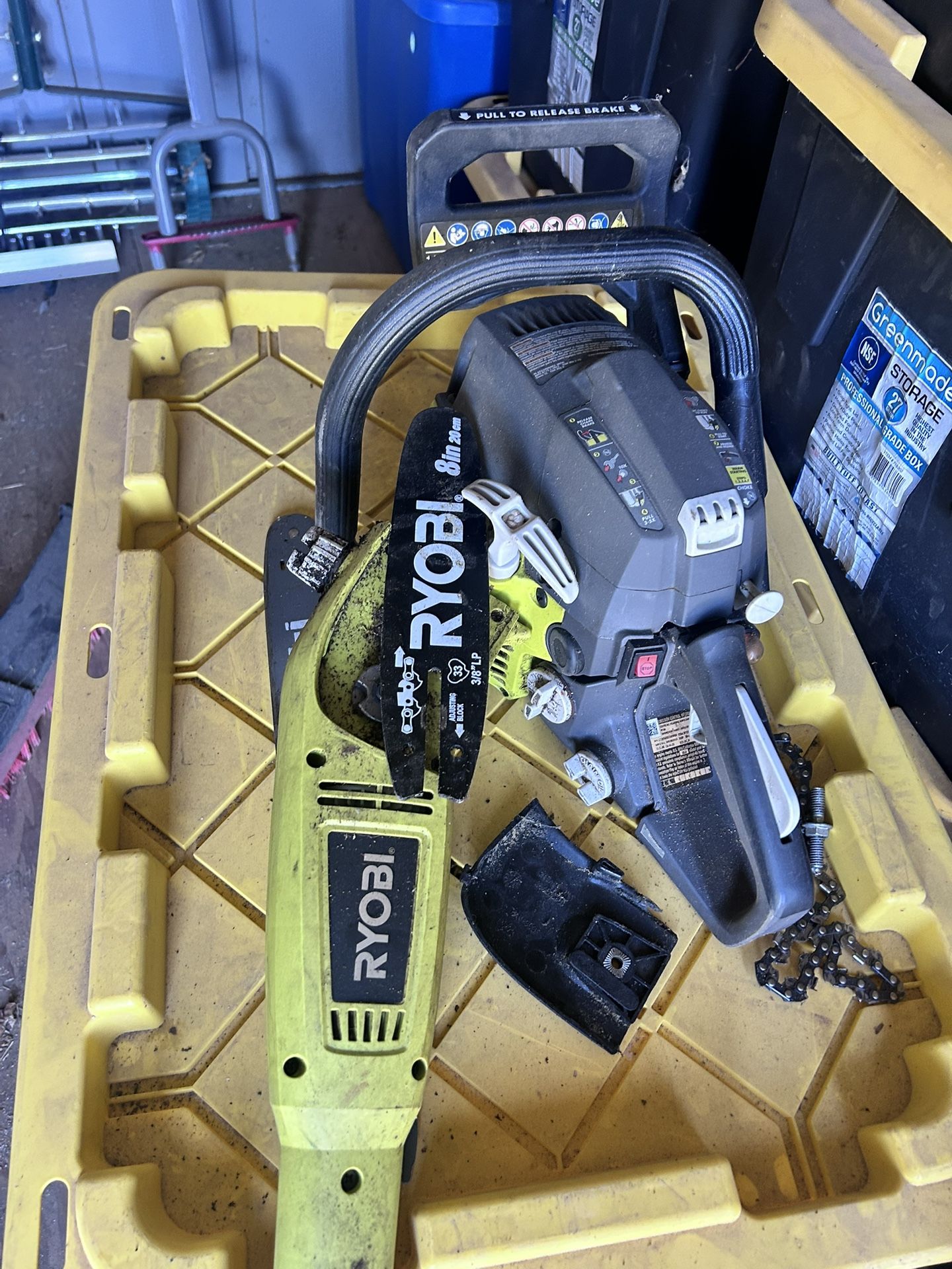 Rayobi Chainsaw And Saw Pole For Parts . Gas For Chainsaw Electric For The Saw Pole