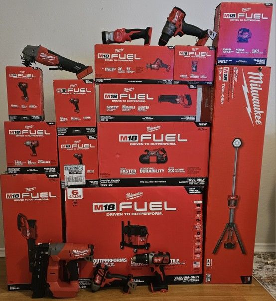 Milwaukee M18, Milwaukee M12, Makita LXT 18V, Makita XGT 40V, Dewalt XR 20, Ryobi 1+