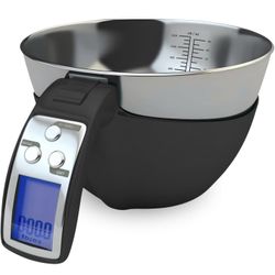 Fradel Digital Kitchen Food Scale with Bowl - 11lb, Grams & Ounces - Removable, Dishwasher-Safe Mixing Bowl - Black
