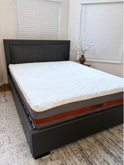 Queen Faux Leather Bed frame grey mattress has been sold 150 obo