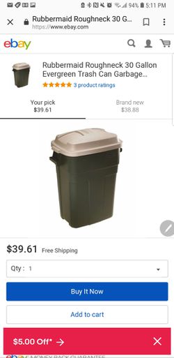 Roughneck 30-Gallon Evergreen Plastic Trash Can