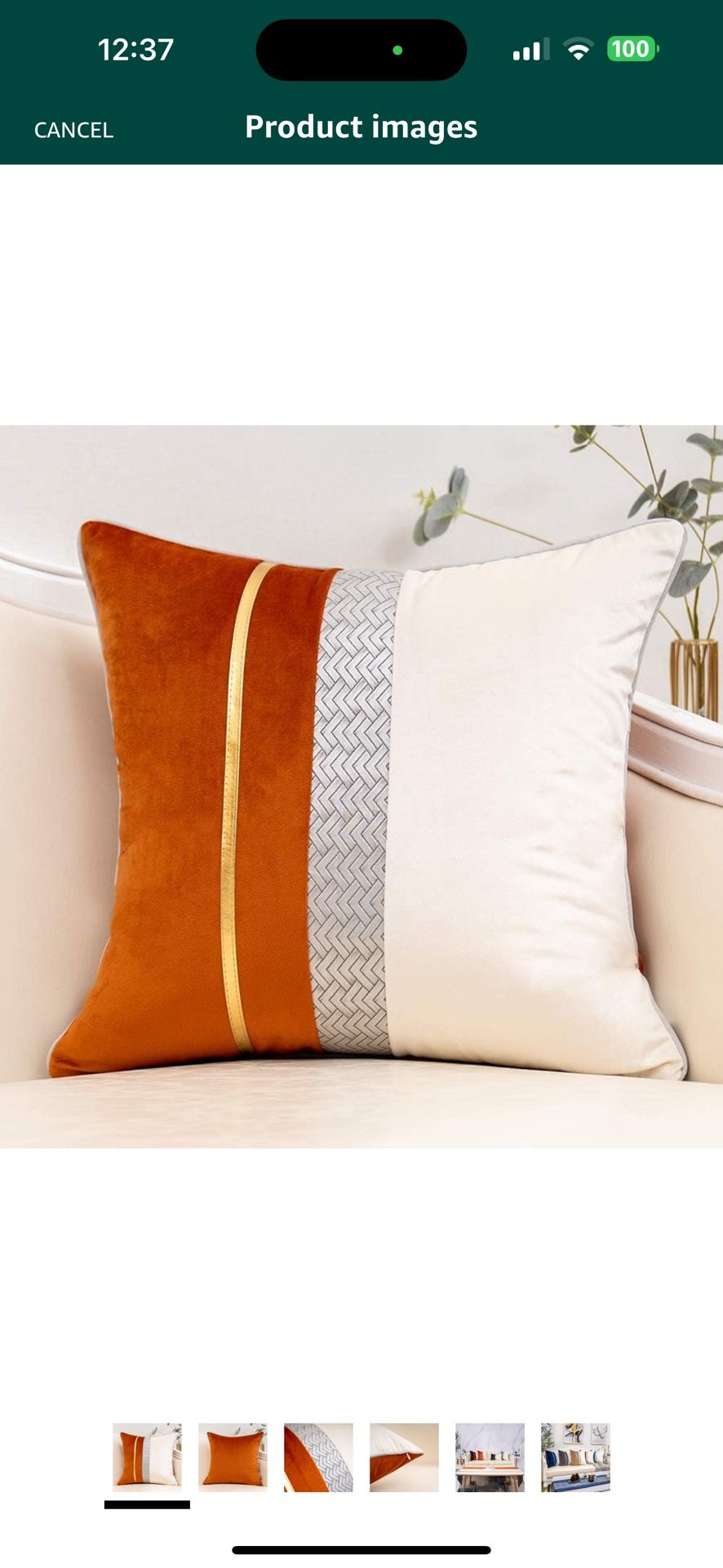 Set Of 2Burnt Orange Patchwork Velvet Throw Pillow Cover with Gold Striped Leather Cushion Case Modern Luxury Pillowcase for Sofa Couch Bedroom Living