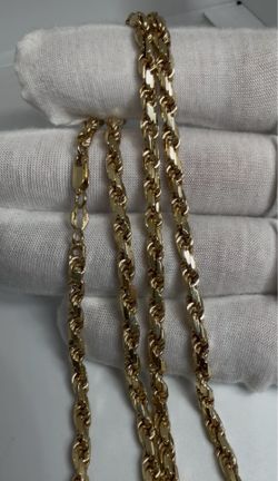 14k gold diamond cut rope chain