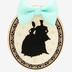 Disney Princess Tiana & Prince Naveen Silhouettes in Portrait Frame Metal Pin