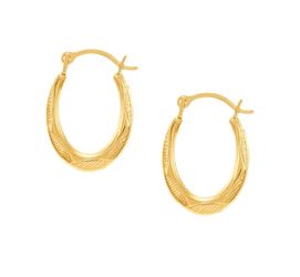 Small Oval Huggie Hoop Earrings in 10k Gold