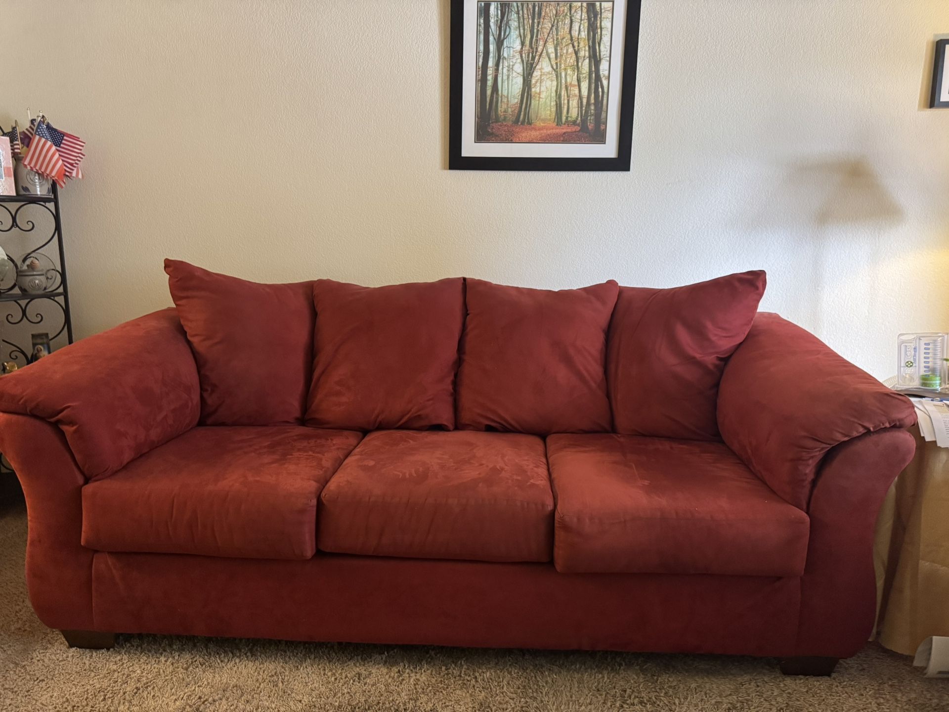Red Microfiber Couch