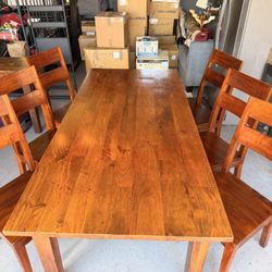82” Solid Wood Crate & Barrel Basque Dining Table and Chairs