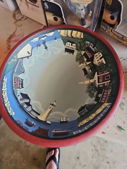 Folk Art Painted Bowl Local Artist Les Fox