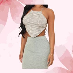 Fabiola Marbled Knit Halter Top (Size L)