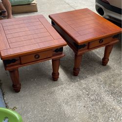 2 Solid Wood Side Tables - 24”x28”x 21.5” Tall