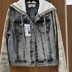 Girls Camo Jean Jacket/Hoodie